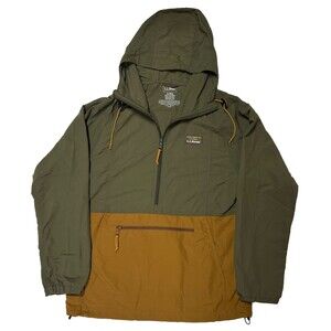 L.L. Bean Men's Mountain Classic Anorak Olive Green and Tan Jacket - Small Reg
